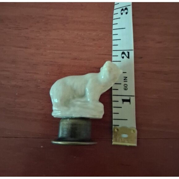 Polar Bear Lamp Finial Set 2 Shade Topper Ceramic England Vintage Farmhouse - Picture 5 of 6